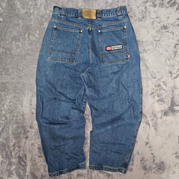 Vintage Ecko Unltd Collection18c Baggy Blue Jeans Men's 34 90ss Y2K Hip Hop Skat - Picture 1 of 16